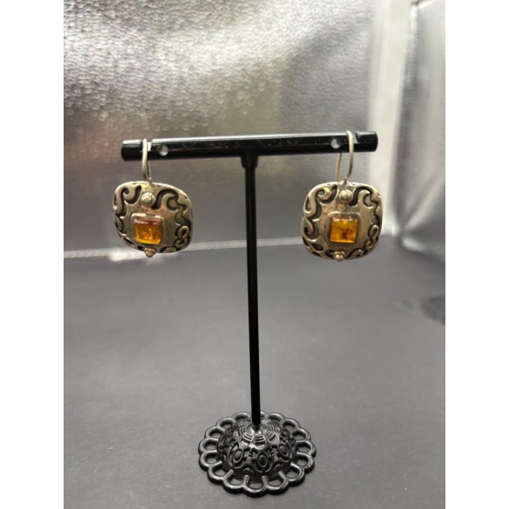 Silpada Sterling Silver Amber Dangle Earrings 925 9.8 Grams H12